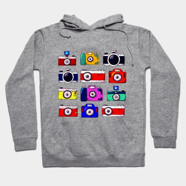 Colorful Retro Cameras Hoodie by clerop